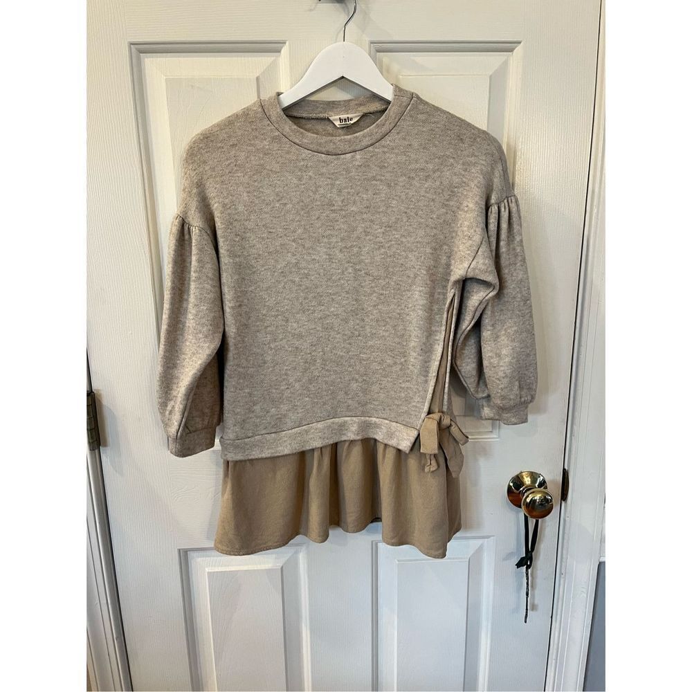 Baje Studio Dutch Brand Cotton Puff Sleeve Sweatshirt Dress sz 7-8 yrs